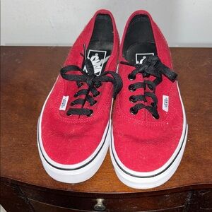 Vans Bold Red Canvas Shoes with Black Accents
